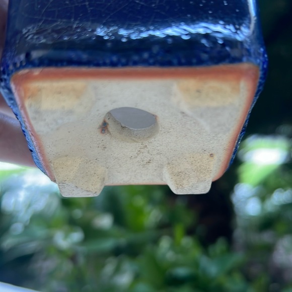 Vintage Glazed Ceramic Pot with Saucer - Picture 9 of 16